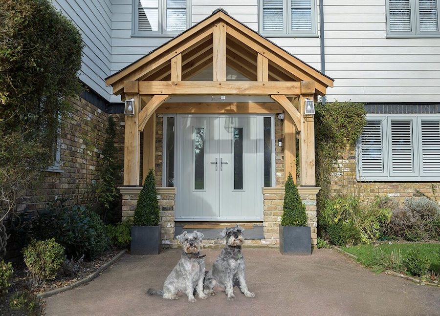 View of double entrance doors