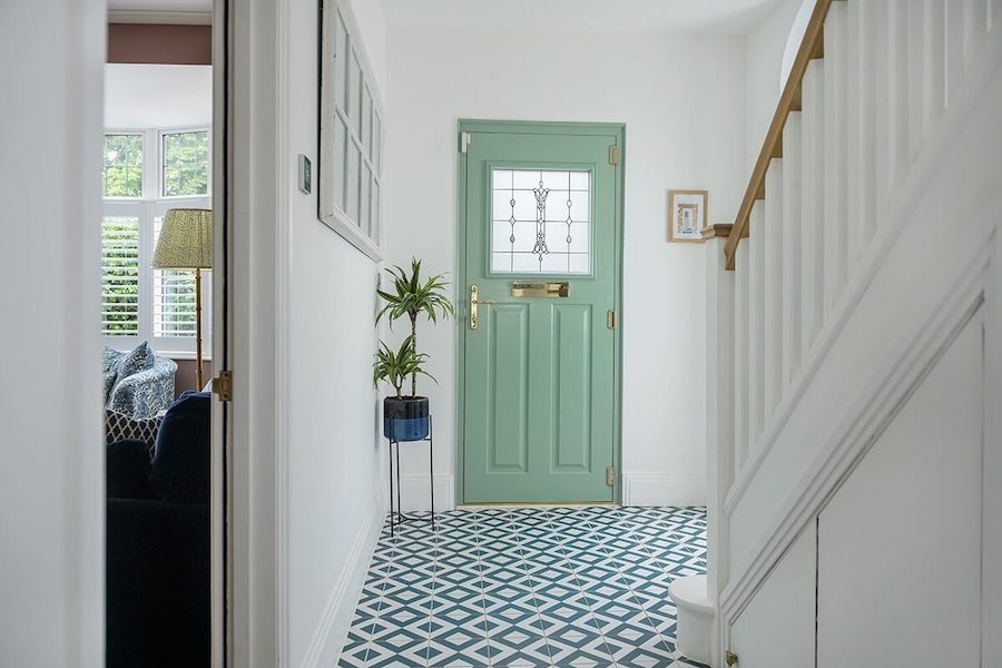 Interior view of green door