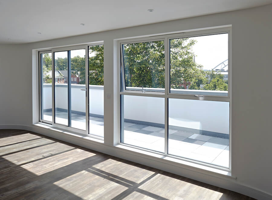 Interior view of sliding doors