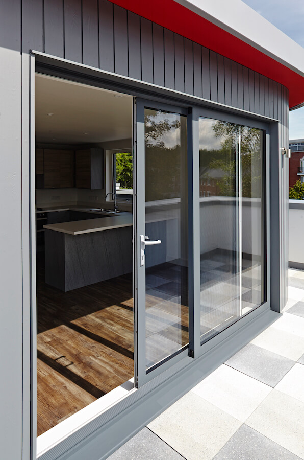 Grey sliding door