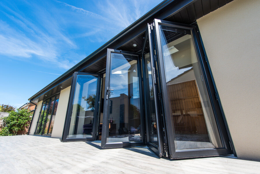 Bi-fold doors open