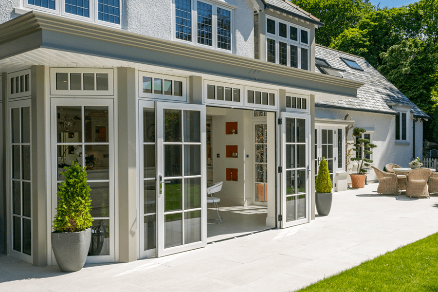 White flush french doors
